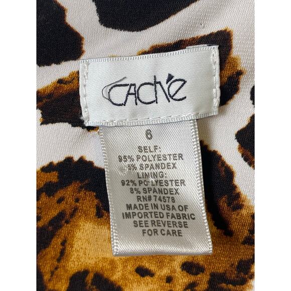 Cache Y2K Giraffe Print Lined Bodycon Dress Women's Size 6 - Picture 3 of 9